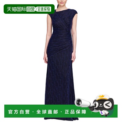 自营Theia Raya Asymmetric Draped Gown - blue 美国奥莱直发