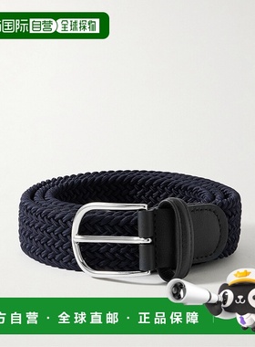 1h可退 香港直邮潮奢 Anderson'S 男士 3.5cm 皮革饰边编织弹性皮