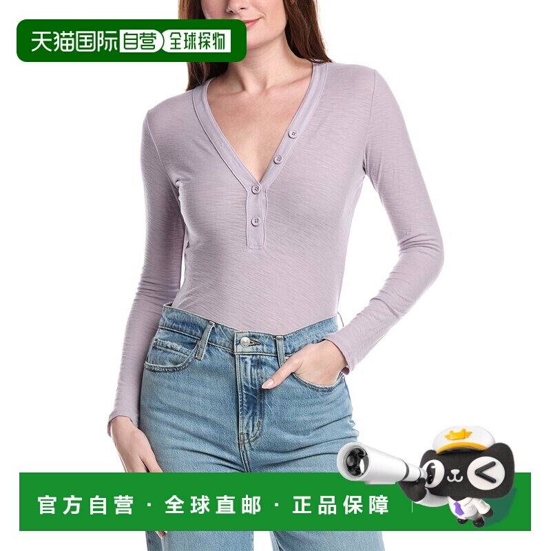 自营James Perse Jersey Henley Top - Purple 上衣美国奥莱直发 - 实物图