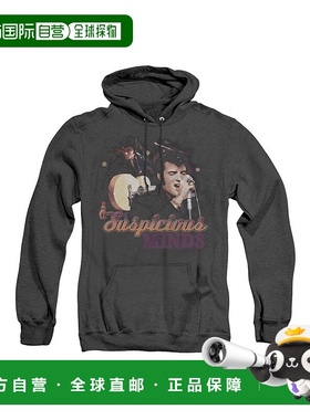 自营 gildan猫王普雷斯利 Suspicious Minds 成人 Heather 连帽衫