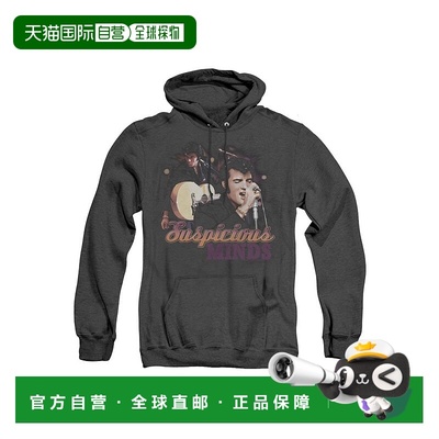 自营 gildan猫王普雷斯利 Suspicious Minds 成人 Heather 连帽衫