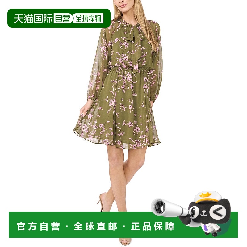 自营CeCe常规合身连衣裙-绿色 美国奥莱直发