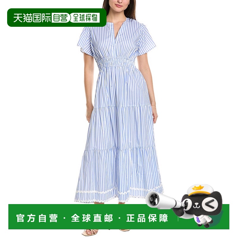 自营Sail to Sable Smocked Waist Midi Dress - blue 美国奥莱直