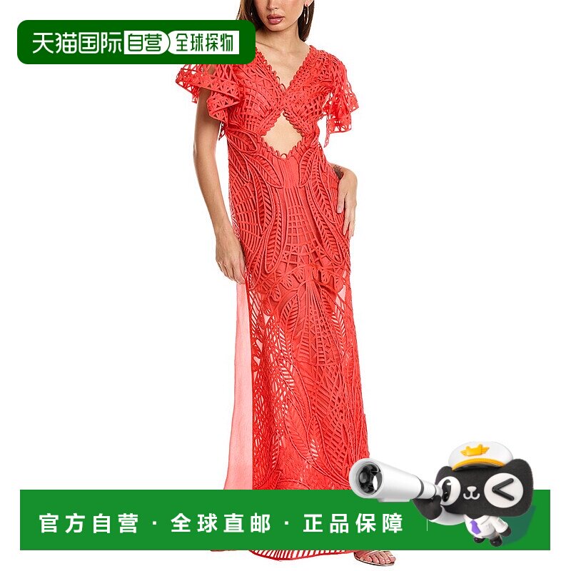 自营 alberta ferretti阿尔伯塔法拉帝蕾丝丝绸礼服-粉红色 美国