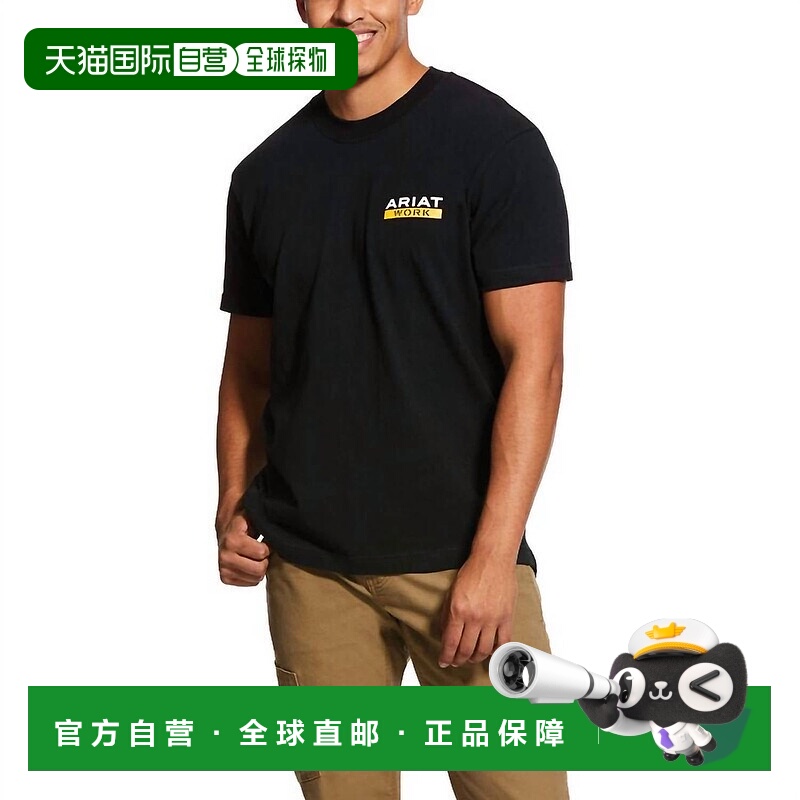 自营 ariat钢筋棉强力粗领图案T恤高款黑色-黑色 美国奥莱直发
