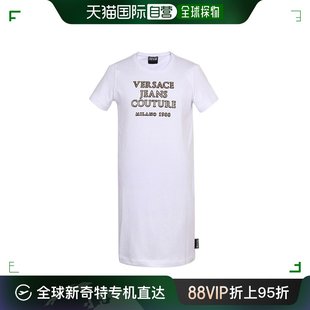 连衣裙 香港直发VERSACE 女士白色棉质字母印花短袖 JEANS D2HUA45