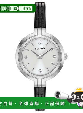自营 Bulova Rhapsody钻石皮革女士手表-黑色 美国奥莱直发宝路华