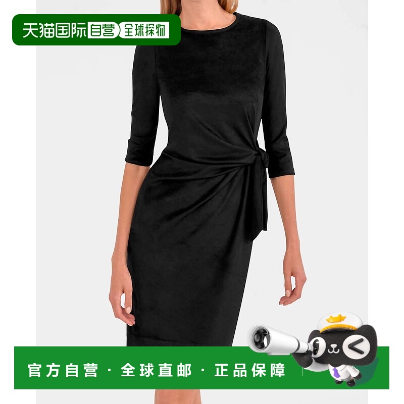 自营gretchen scott绒面的Cinch&Tie Midi连衣裙-绒面 美国奥莱直