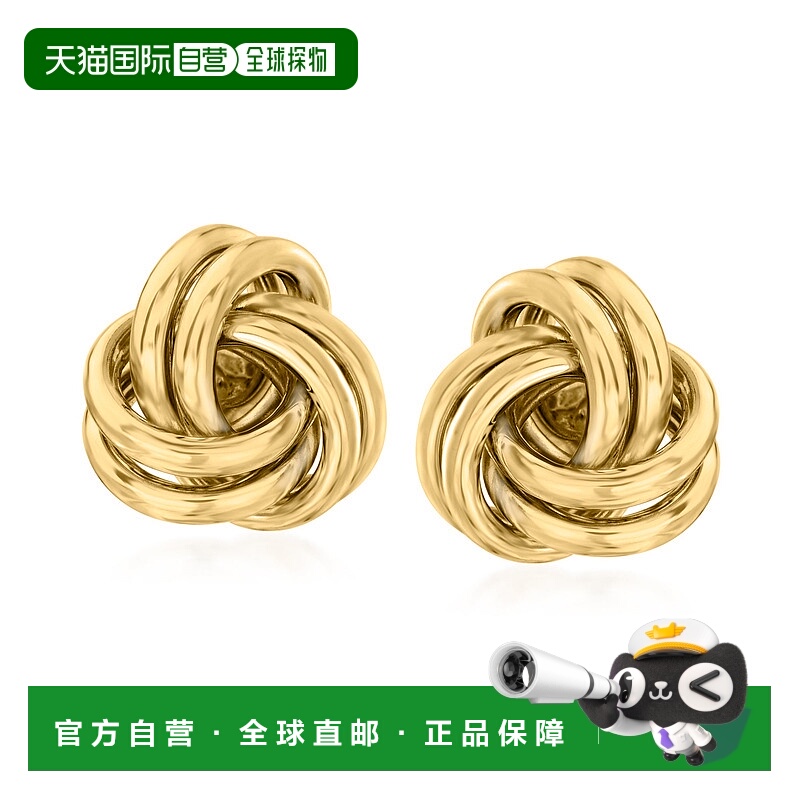 自营 Ross-Simons 14kt 黄金 Love Knot 耳钉 - 黄色 美国奥莱直