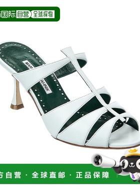 自营 Manolo Blahnik Nooramu 70 皮革凉鞋 - 白色 美国奥莱直发