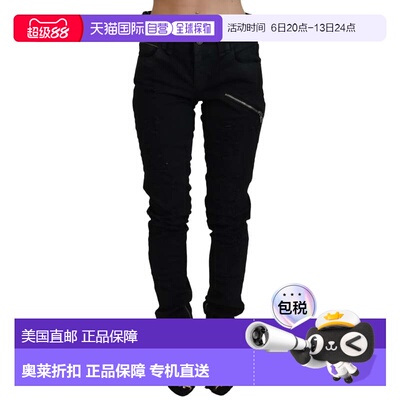 自营John Galliano Cotton Mid Waist Skinny Slim Fit blue Wome