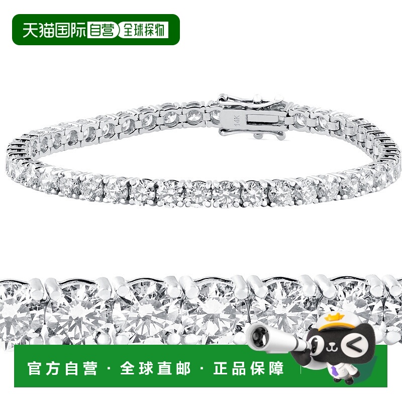 自营 pompeii310 克拉钻石网球手链 14k 白金 7 英寸双锁扣 - 14k