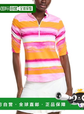 自营IBKUL Ruched Elbow Length Sleeve Top - pink 美国奥莱直发