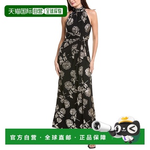 Metallic Halter Floral Gown 美国 自营Adrianna black Papell