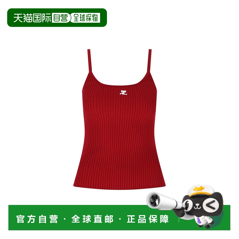 自营 罗纹红色Courreges背心，带标志补丁-红色 美国奥莱直发上衣