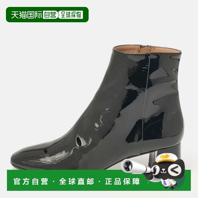 自营Aquazzura Black Patent Leather Ankle Length Boots - blac