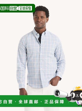 自营Nautica Mens Slim Fit Wrinkle-Resistant Plaid Shirt - br