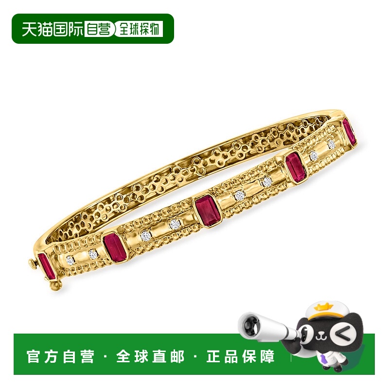 自营 ross-simons罗斯-西蒙斯鲁比和 . 18kt 金钻石手链 7 英寸
