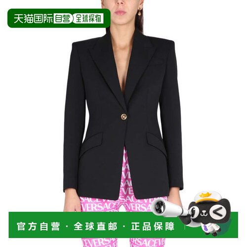 自营versaceSingle-Breasted Jacket - black 美国奥莱直发外套