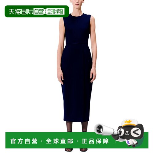 自营Adam Lippes羊毛与真丝混纺连衣裙-海军蓝 美国奥莱直发