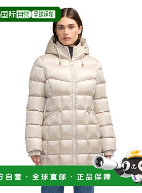 自营 Pajar女式Zola箱式羽绒被，中等长度，带固定兜帽-香槟色 美