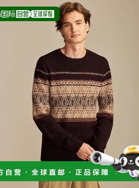 自营Lucky Brand Men's Intarsia Crew Neck Sweater - dark red