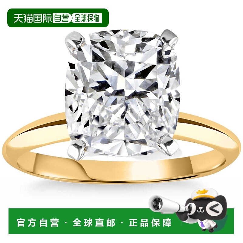 自营 pompeii34 克拉 14k 双色认证实验室种植垫形钻石订婚戒指 -