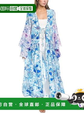 自营 rococo sand洛可可沙色分层喇叭袖裹身连衣裙 - 蓝色 美国奥