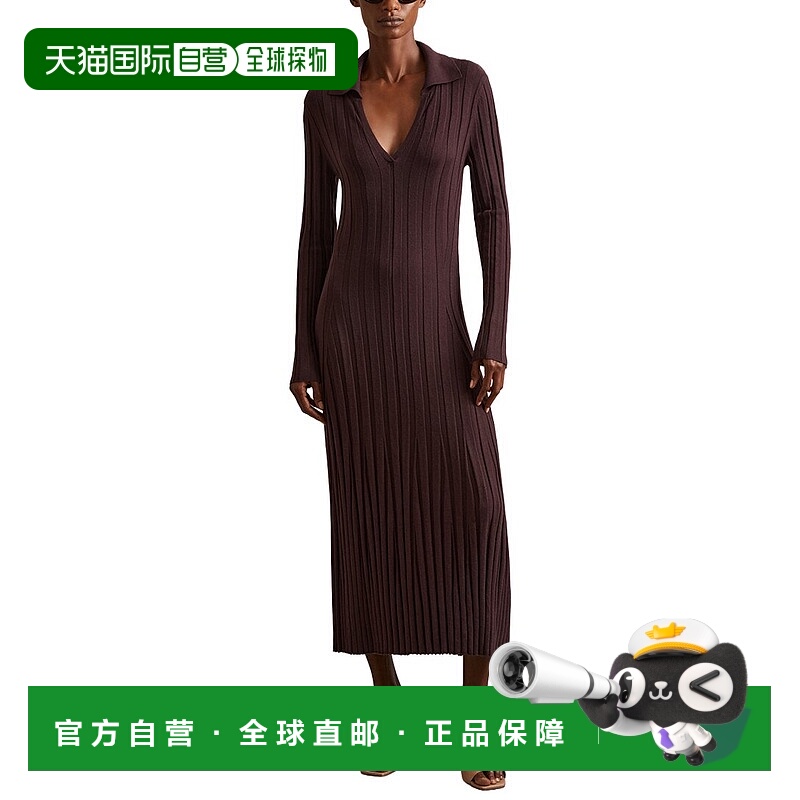 自营Reiss Winnie Wool-Blend Dress - burgundy 美国奥莱直发