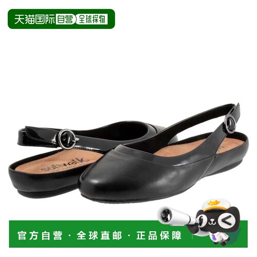 自营Softwalk Sheffield Flats女士N黑色拱形支撑左背ZOGG3786-黑
