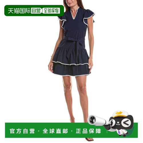 自营CeCe Flutter中长款连衣裙-海军蓝 美国奥莱直发