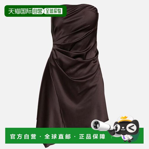 自营Staud女士Adriana真丝迷你连衣裙，Earth-earth 美国奥莱直发