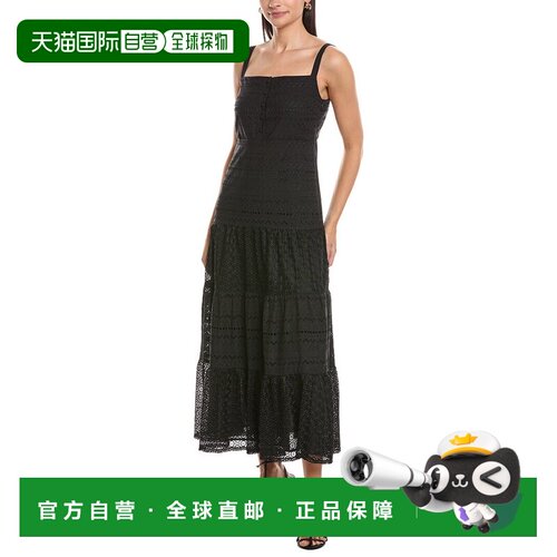 自营Marella Bover孔眼长连衣裙-黑色 美国奥莱直发吊带
