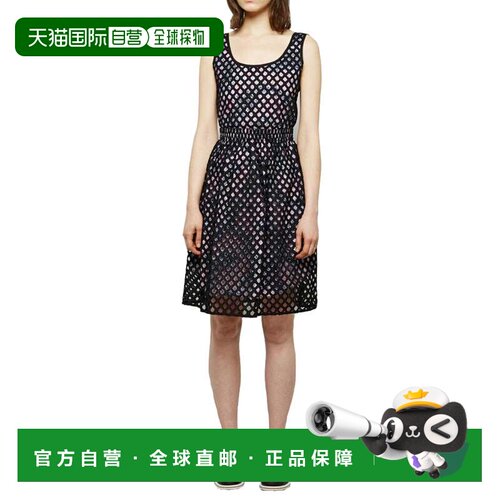 自营 Carven 孔眼棉质连衣裙，黑色 - 黑色 美国奥莱直发性感吊带