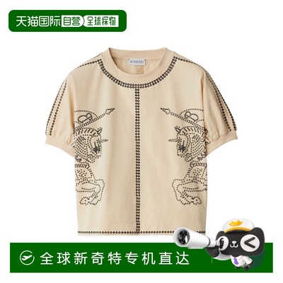 自营 Burberry儿童EKD图案短袖的Crewneck T恤-印花布 美国奥莱直