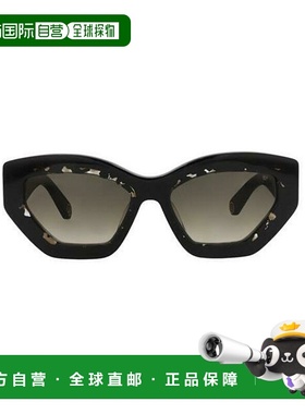 自营philipp plein猫眼框醋酸酯太阳镜-黑色-黑色-绿色 美国奥莱