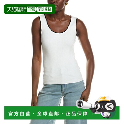 自营T Tahari Sleeveless Scoop Neck Rib Top - white 美国奥莱