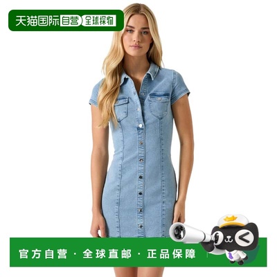 自营guessNatalia Snap-Front Denim Dress - light wash 美国奥