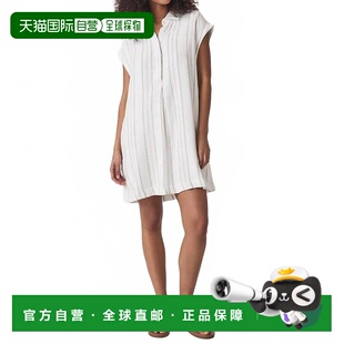 美国奥莱直发 浅黄色 自营splendidWren条纹迷你连衣裙 白色