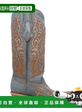 1h可退 【美国直邮】Corral 牛仔靴 刺绣水晶铆钉尖头女靴 C4124