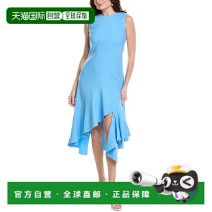 Renta 层叠下摆羊毛混纺中长连衣裙 美 自营 蓝色 Oscar