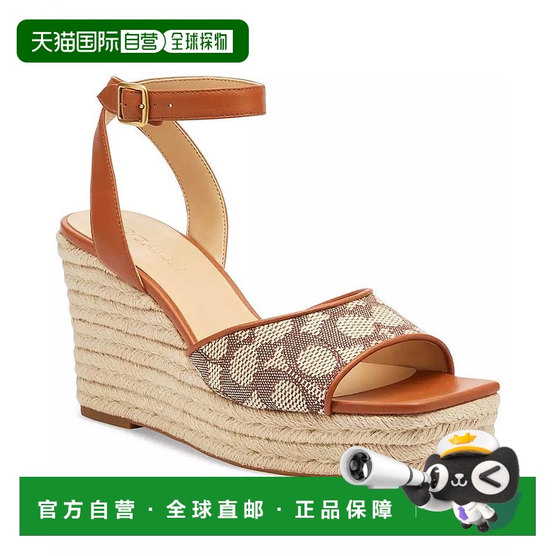 1h可退 【美国直邮】coach 女士 凉鞋坡跟厚底蔻驰高跟复古