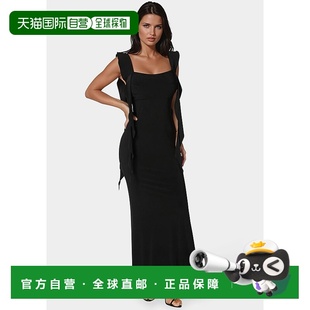 Jersey Cascade Ruffle 自营Bebe black Dress 美国奥 Women