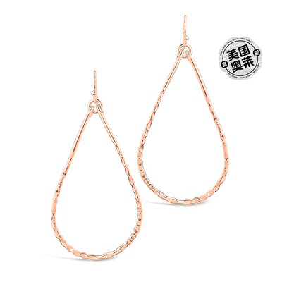 自营sterling foreverHammered Teardrop Dangle 耳环-玫瑰金 -
