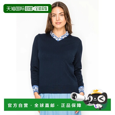 自营yal new yorkMidnight Blue Knit with Geometric Trim - nav