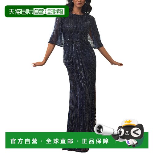 自营Terani Couture Embellished Maxi Dress - navy 美国奥莱直