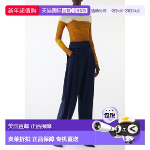 自营jason wupleat front pants with foldover waistband - navy