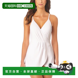 自营Anne Cole Surplice Maillot Swimdress - white 美国奥莱直