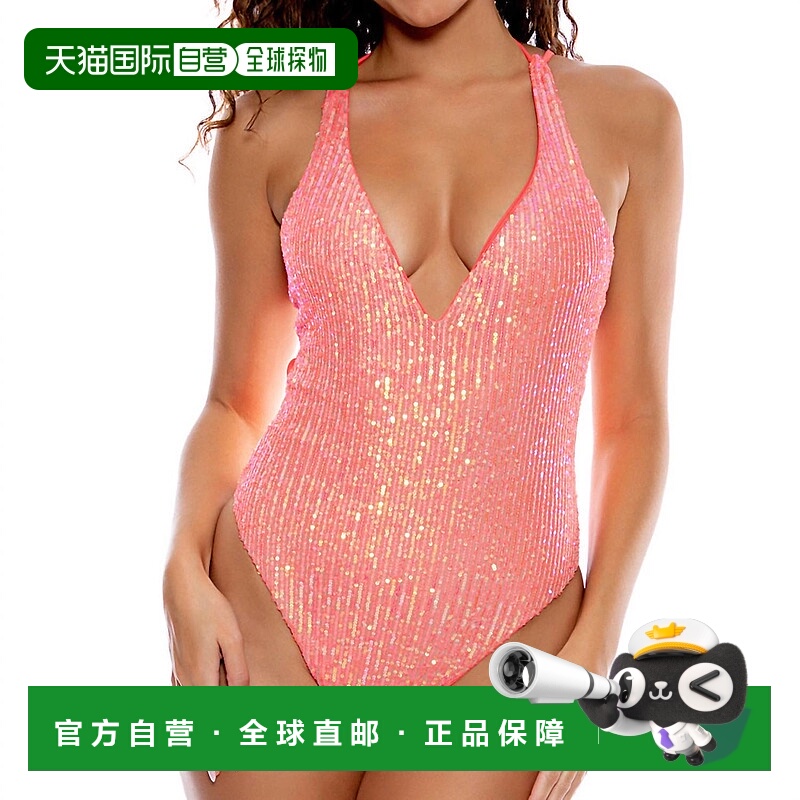 自营luli famaChasing Stars Sequins One Piece In Coral - cora
