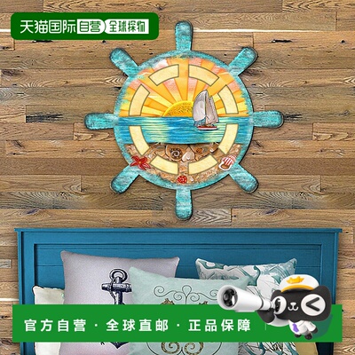 自营 G. DeBrekht 设计的 Captains Wheel Coastal 户外门装饰 -